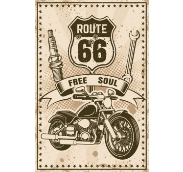 Poster wohnzimmer route 66 motorrad - TenStickers