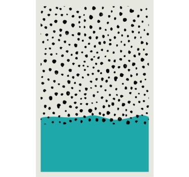 Poster wohnzimmer abstraktes blaues gemälde mit punkten - TenStickers