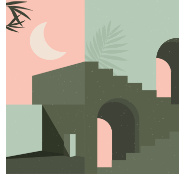Poster wohnzimmer in pink und türkis wandkunst - TenStickers