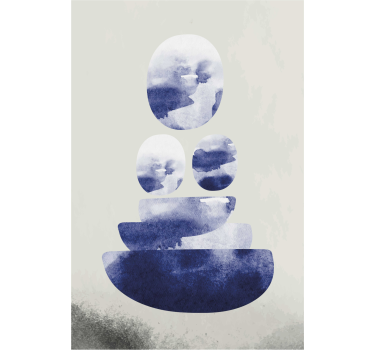 Poster wohnzimmer in blauen balanceformen - TenStickers