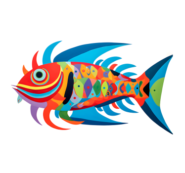 Kunstdruck mehrfarbiger fisch - TenStickers