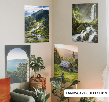Poster Schöne Landschaft mit Waldhaus - TenStickers