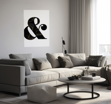 Poster mit schwarzem & Zeichen im Marmordesign - TenStickers