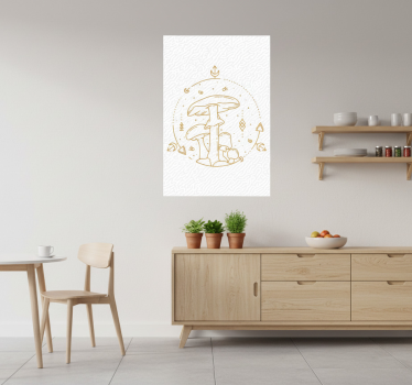 Küchenposter geometrisches pilz monolinien-design - TenStickers