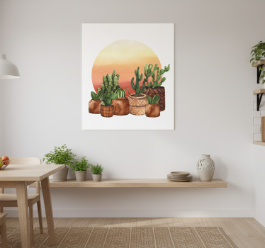 Küchenposter kaktus mit sonnenuntergang im kreis - TenStickers