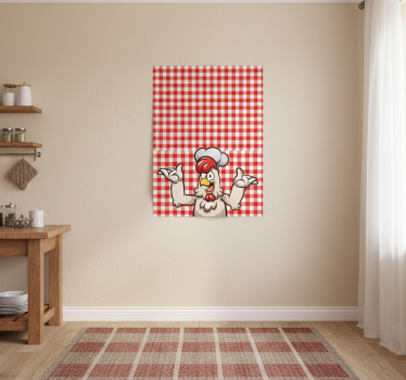 Küchenposter mit cartoonhaftem hühnerkoch - TenStickers