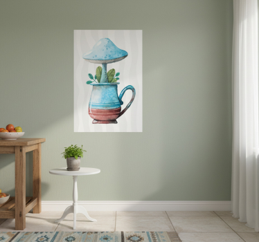 Küchenposter mit süßem pilzdesign in tasse - TenStickers