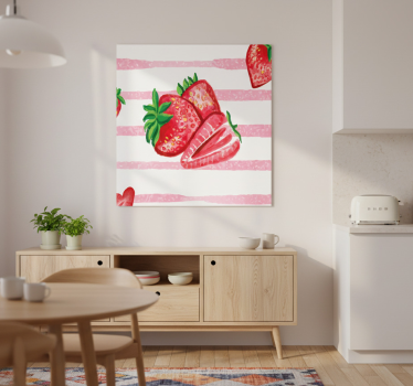 Küchenposter nahtlose erdbeeren auf gestreiftem hintergrund - TenStickers