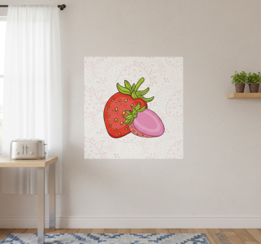 Küchenposter nahtlose rote und pinke erdbeeren - TenStickers