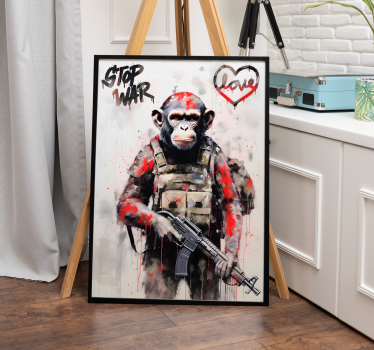 Kunstdruck eines Affen als Soldat - TenStickers