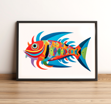 Kunstdruck mehrfarbiger fisch - TenStickers