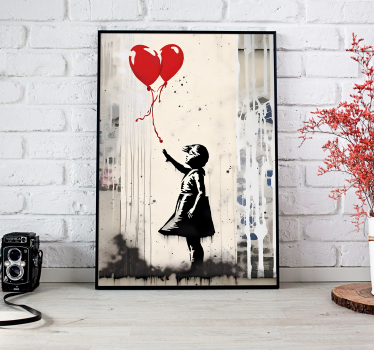 Kunstdruck mit Wandgemälde mit Mädchen und Luftballons - TenStickers
