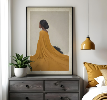 Kunstdrucke dame im orangefarbenen kleid - TenStickers