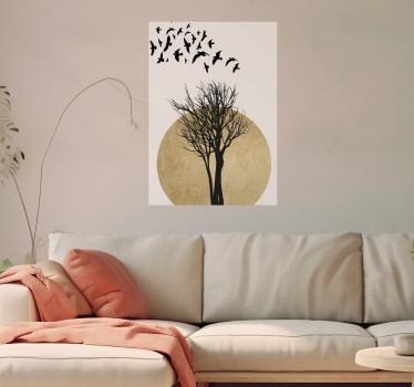 Wandbild Baum Silhouette mit Vögeln - TenStickers