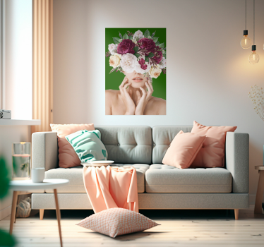 Poster frau mit Blumenmuster - TenStickers