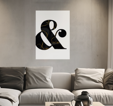 Poster mit schwarzem & Zeichen im Marmordesign - TenStickers