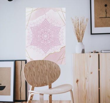 Poster pinke Wasserfarben Mandala - TenStickers