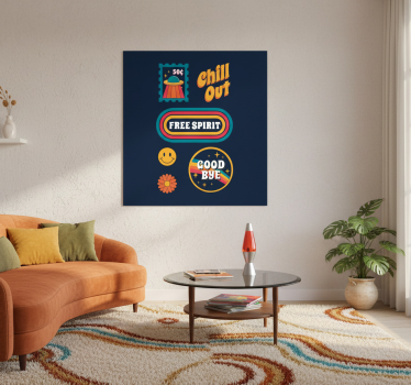 Poster wohnzimmer 70er jahre spaß und entspannung - TenStickers