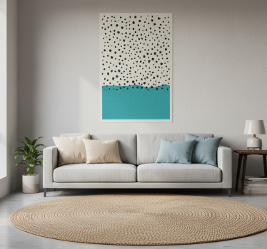 Poster wohnzimmer abstraktes blaues gemälde mit punkten - TenStickers