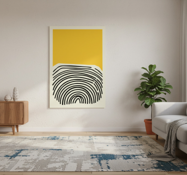 Poster wohnzimmer abstraktes gelbes gemälde mit schwarzen linien - TenStickers