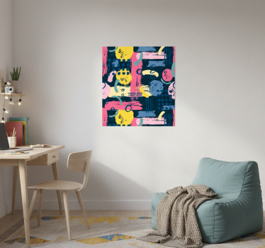 Poster wohnzimmer bunte abstrakte kunst - TenStickers