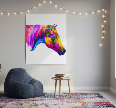 Poster wohnzimmer bunte pferde - TenStickers