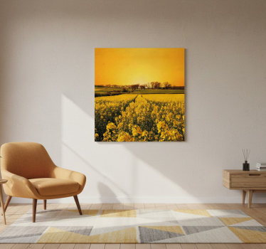 Poster wohnzimmer feld mit gelben blumen - TenStickers