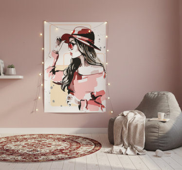 Poster wohnzimmer frauen mit hut - TenStickers