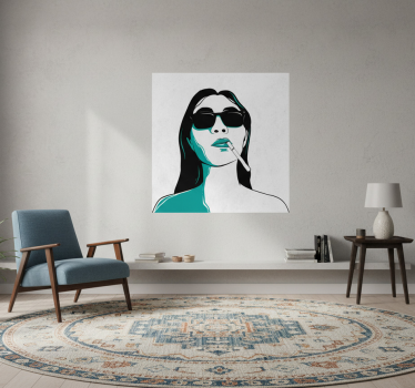 Poster wohnzimmer frauengesicht rauchend - TenStickers
