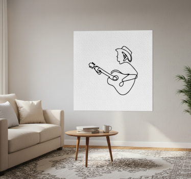 Poster wohnzimmer gitarrist niedliches minimalistisches design - TenStickers