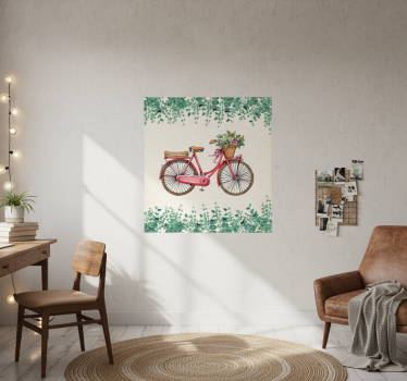 Poster wohnzimmer im rustikalen vintage fahrradstil - TenStickers