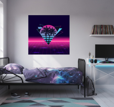 Poster wohnzimmer im vaporwave stil mit palme - TenStickers