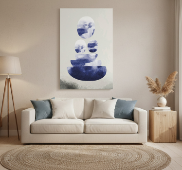 Poster wohnzimmer in blauen balanceformen - TenStickers