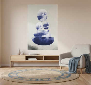 Poster wohnzimmer in blauer form - TenStickers