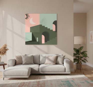 Poster wohnzimmer in pink und türkis wandkunst - TenStickers