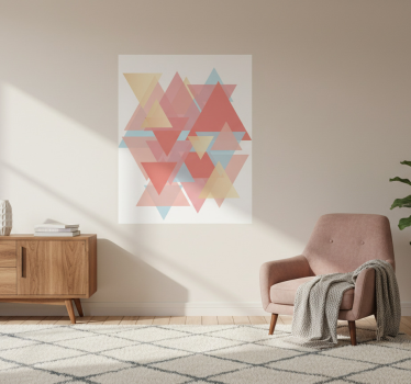 Poster wohnzimmer in pinken und goldenen dreiecken - TenStickers