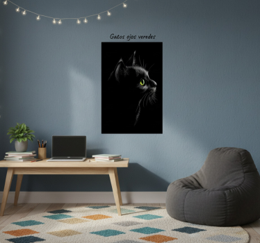 Poster wohnzimmer katzen mit grünen augen - TenStickers