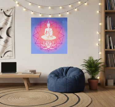 Poster wohnzimmer mandala buddha meditierend - TenStickers
