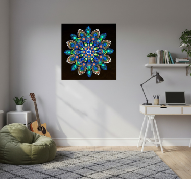 Poster wohnzimmer mandala bunte punkte - TenStickers