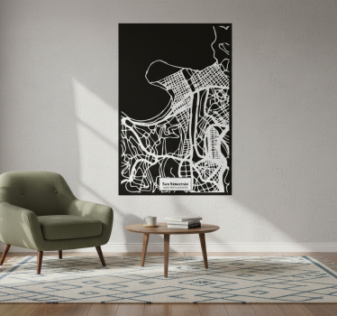 Poster wohnzimmer mapa topográfico san sebastián - TenStickers