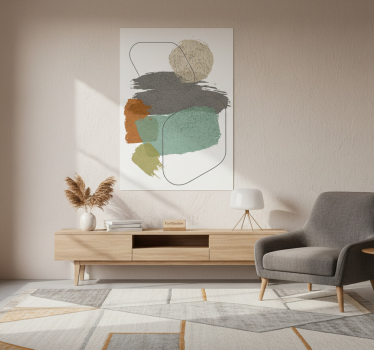 Poster wohnzimmer mit abstrakten pinselstrichen - TenStickers
