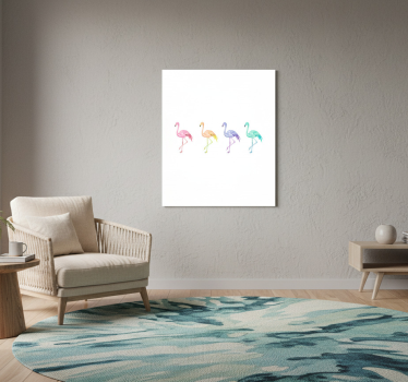 Poster wohnzimmer mit bunten nahtlosen flamingos - TenStickers