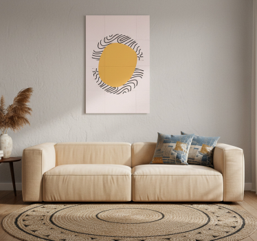 Poster wohnzimmer linien und gelbe form - TenStickers