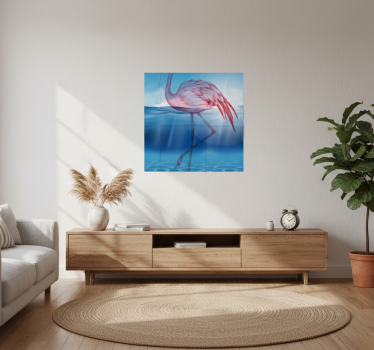 Poster wohnzimmer mit unterwasserdesign von flamingos - TenStickers