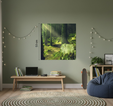 Poster wohnzimmer natursteine mit moos im wald - TenStickers