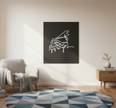Poster wohnzimmer niedliches pianisten-lineart design - TenStickers