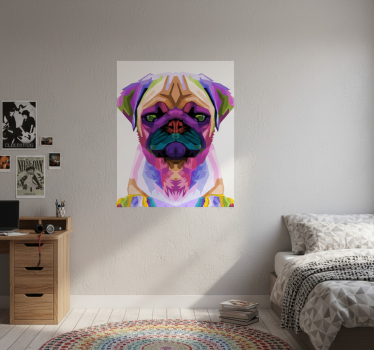 Poster wohnzimmer pop art mops - TenStickers