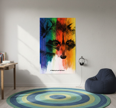 Poster wohnzimmer regenbogen waschbär - TenStickers