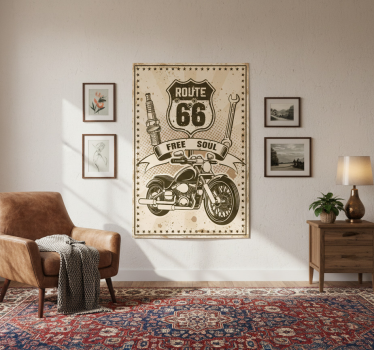 Poster wohnzimmer route 66 motorrad - TenStickers
