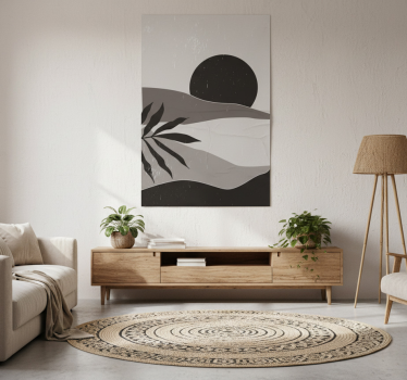 Poster wohnzimmer schwarz-weiß sonnenuntergang wüste - TenStickers